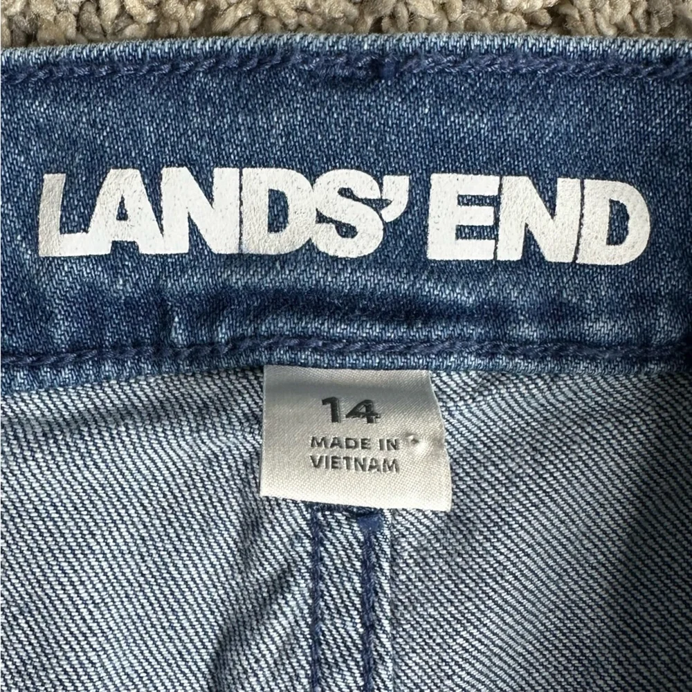Land’s End Soft Denim High Rise Wide Leg Braided Jeans 15 blue sustainable flare - Picture 8 of 14